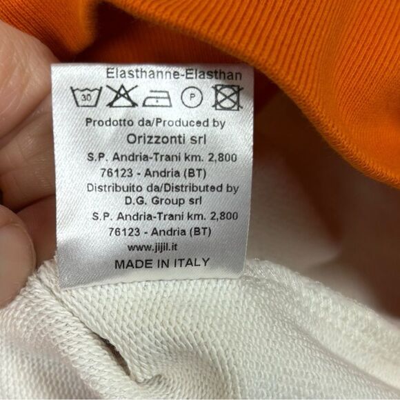 Jijil Made in Italy Floral Orange Crewneck Sweater sz Medium Tropical Retro Luxe - Picture 6 of 7